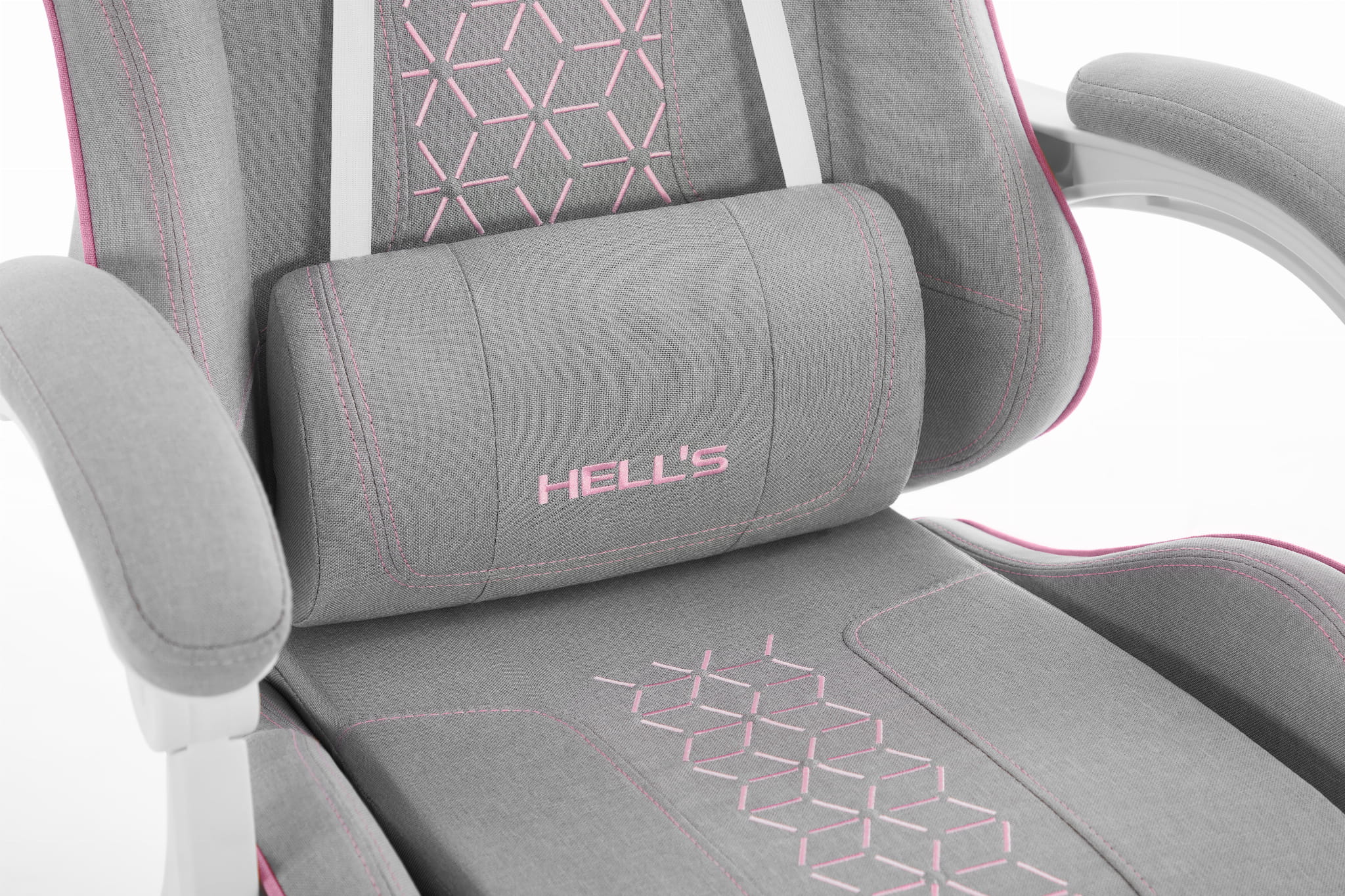 Геймерське крісло Hell's Chair HC-1008 Grey Pink 2.0 тканина/сітка - Зображення 6