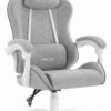 Геймерське крісло Hell's Chair HC-1008 Grey White 2.0 тканина/сітка