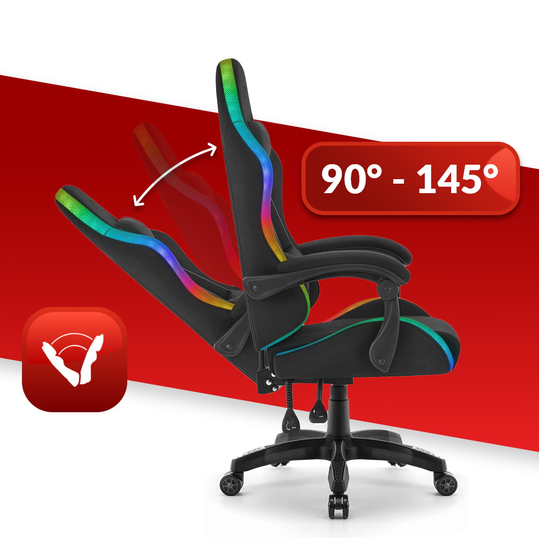 Геймерське крісло Hell's Chair HC-1012 Black LED RGB тканина - Зображення 7
