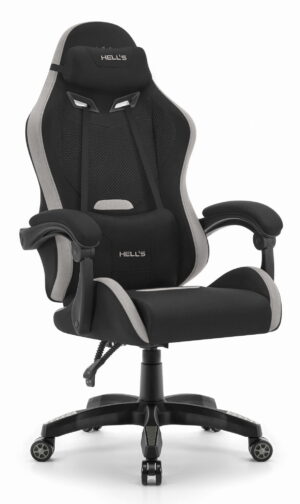 Геймерське крісло Hell's Chair HC-1012 Black Grey тканина/замша