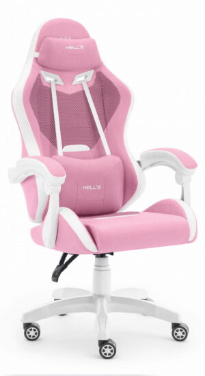 Геймерське крісло Hell's Chair HC-1012 Pink Whit тканина