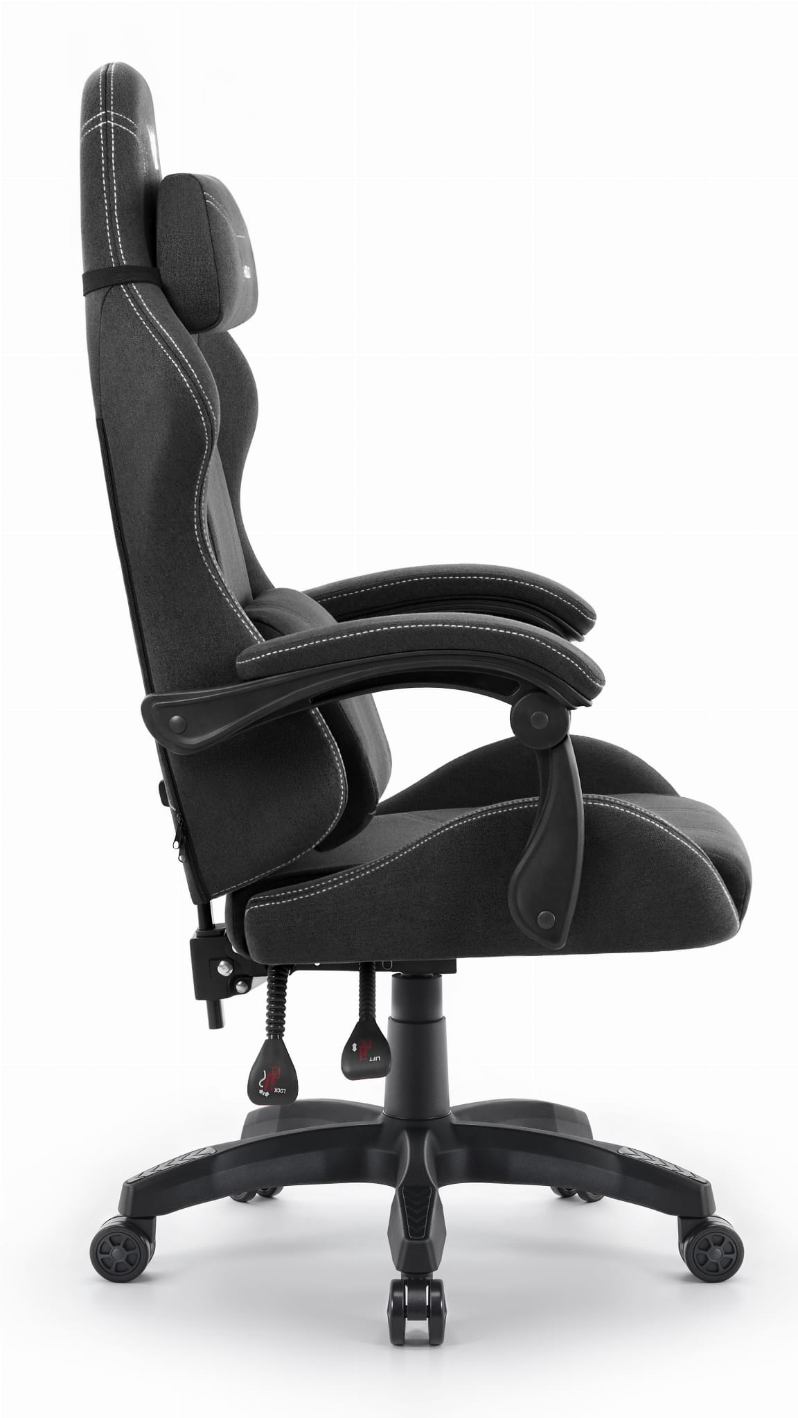 Геймерське крісло Hell's Chair HC-1014 Black White тканина - Зображення 4