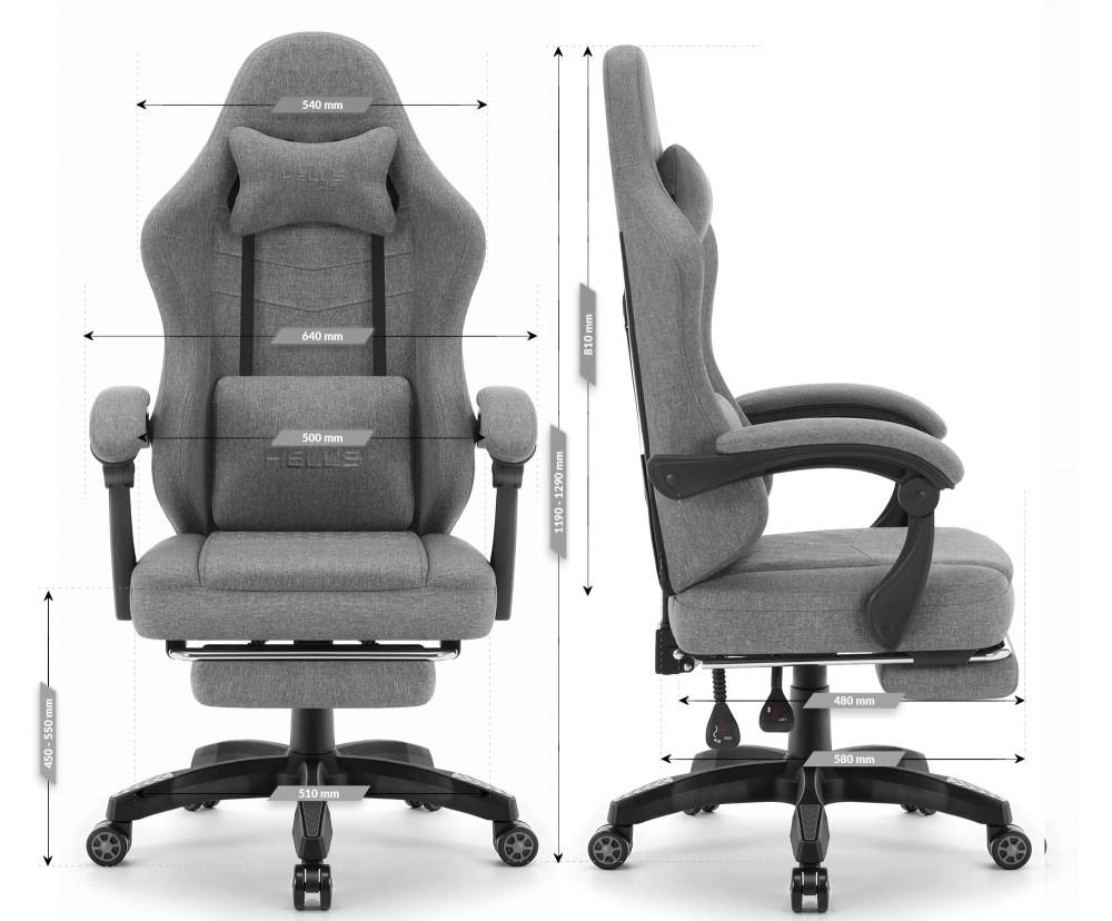 Геймерське крісло Hell's Chair HC-1015 Grey тканина - Зображення 13