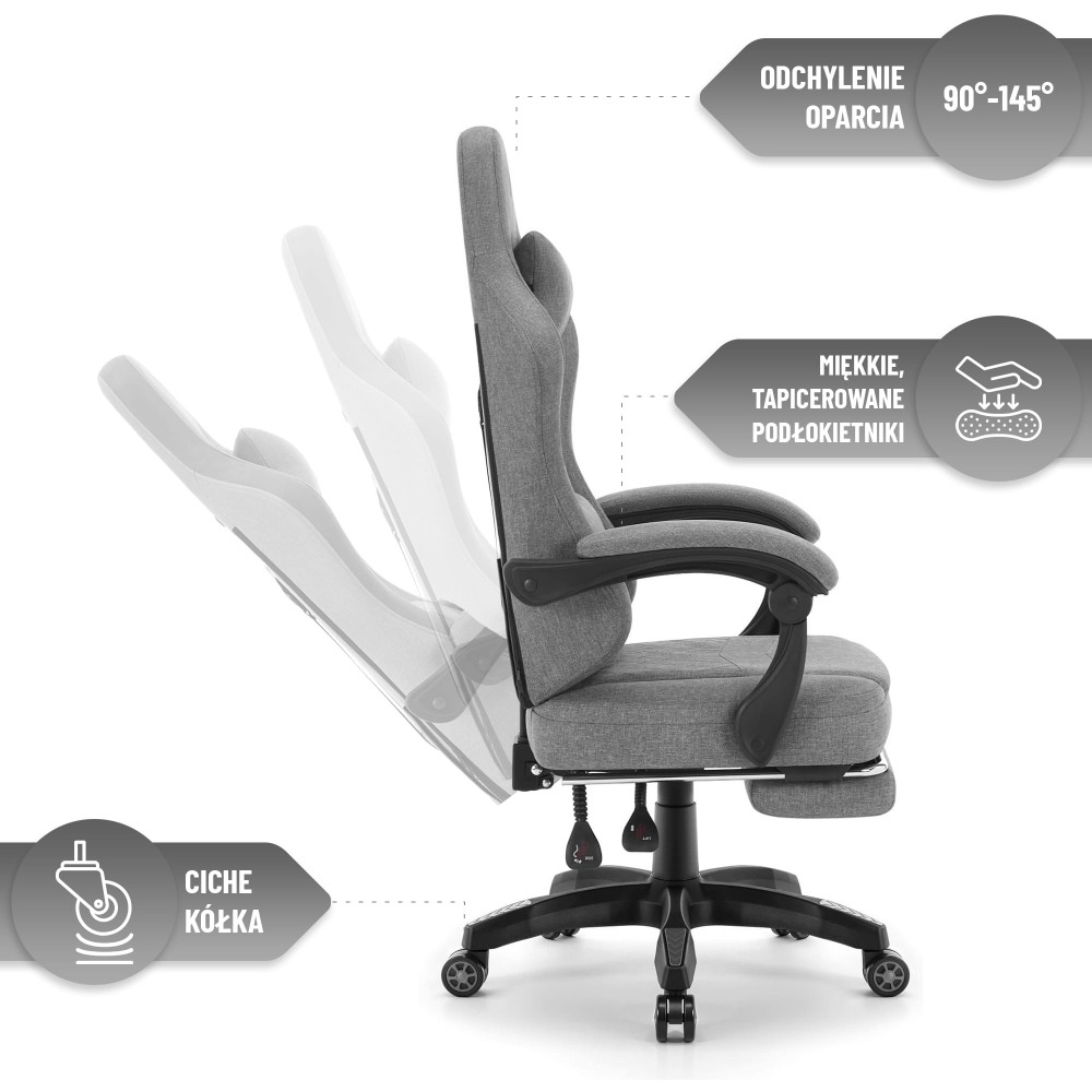 Геймерське крісло Hell's Chair HC-1015 Grey тканина - Зображення 9