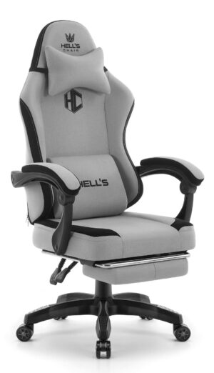 Геймерське крісло Hell's Chair HC-1016 Gey Black  тканина