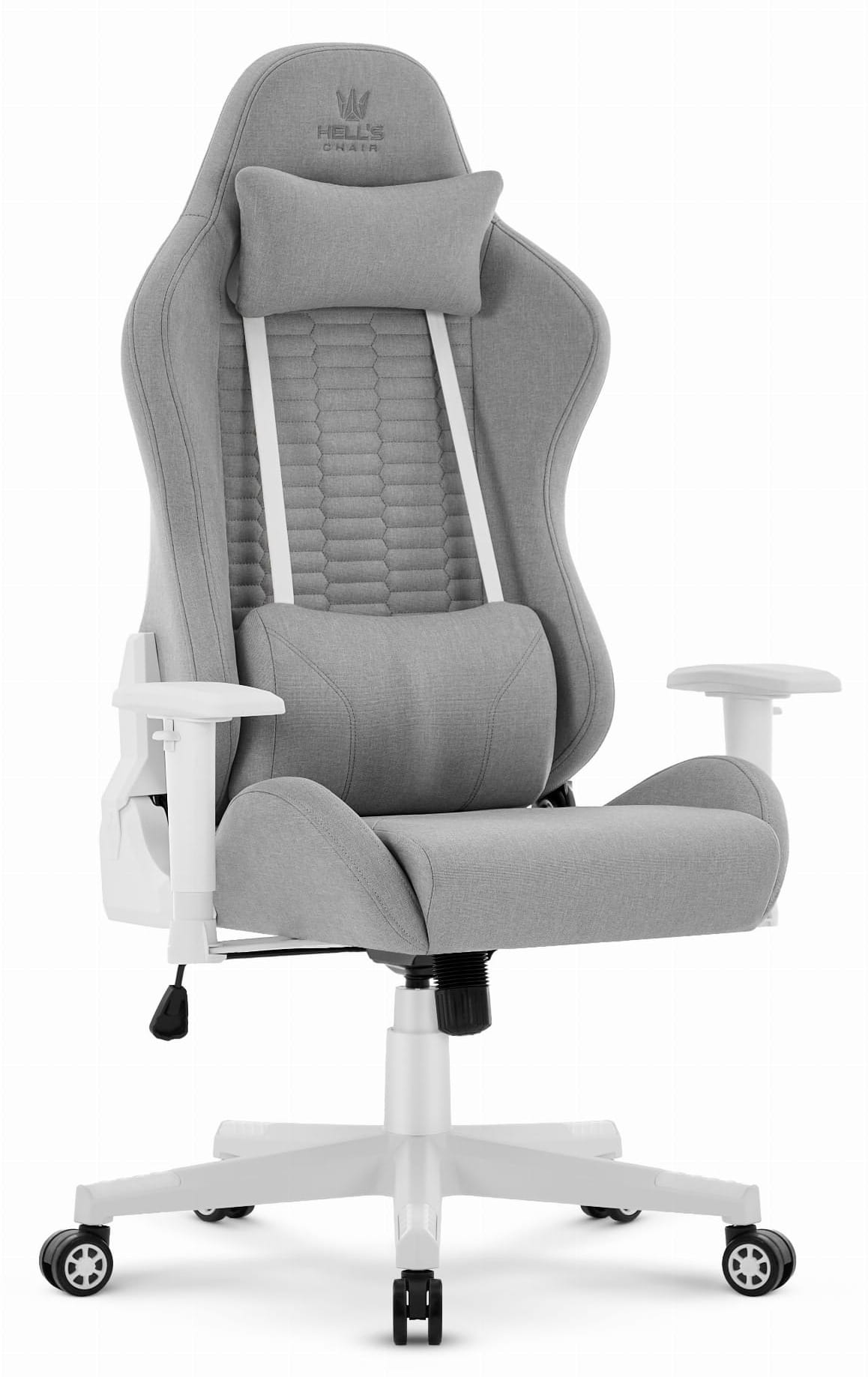 Геймерське крісло Hell's Chair HC-2000 Grey White тканина