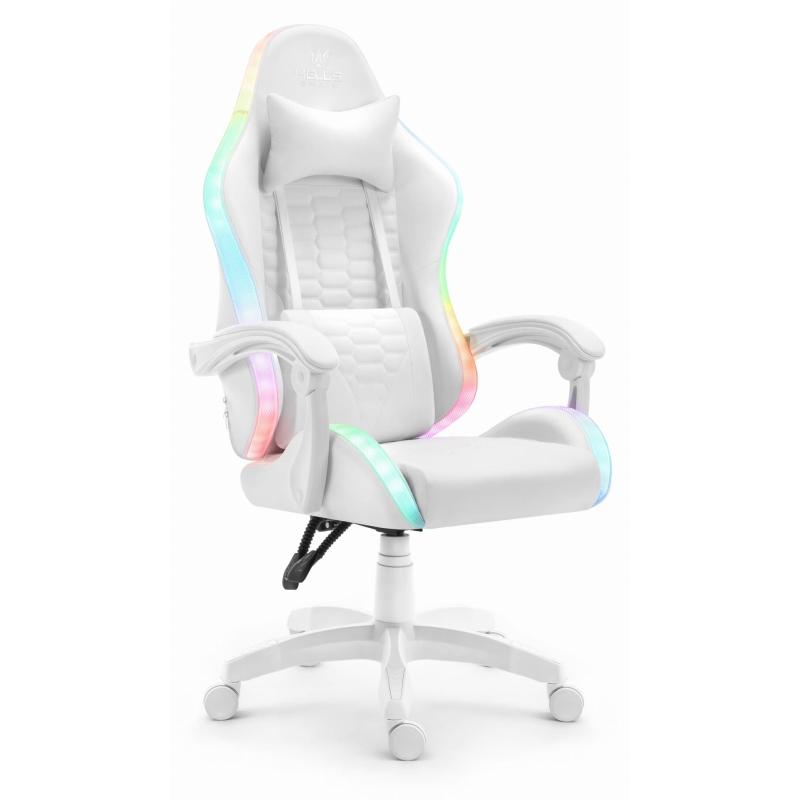 Геймерське крісло екошкіра Hell's Chair HC- 1000 White LED