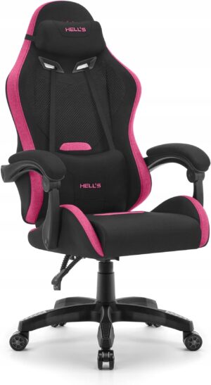 Геймерське крісло Hell's Chair HC-1012 Black Pink тканина