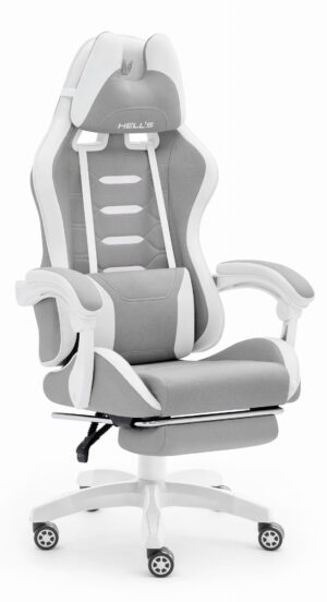Геймерське крісло Hell's Chair HC-1039 2.0 Grey White тканина