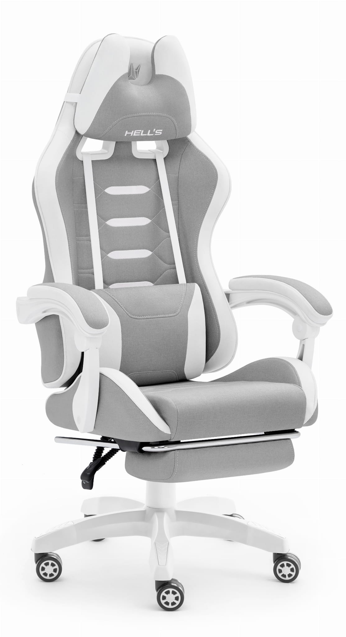 Геймерське крісло Hell's Chair HC-1039 2.0 Grey White тканина