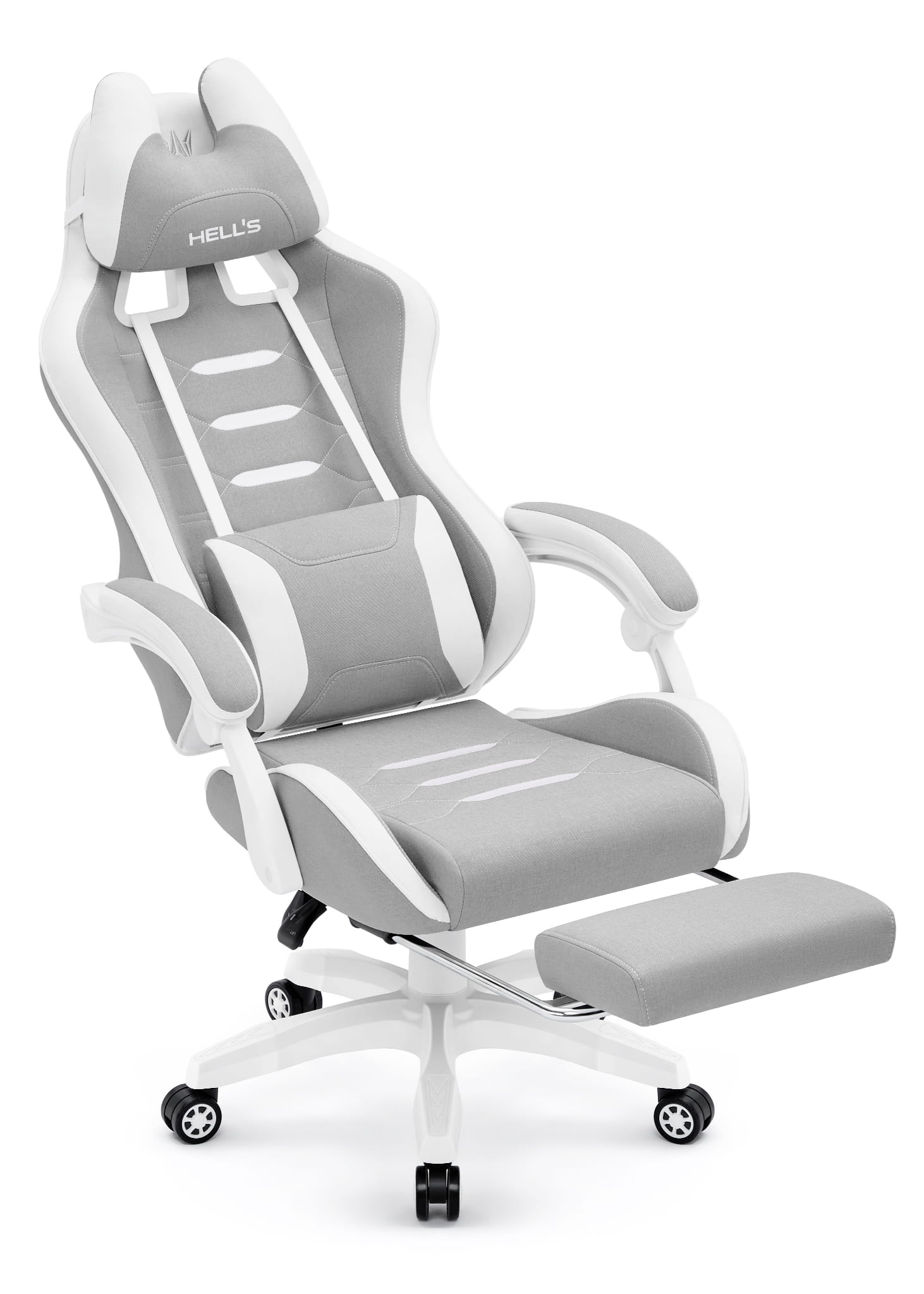 Геймерське крісло Hell's Chair HC-1039 2.0 Grey White тканина - Зображення 7