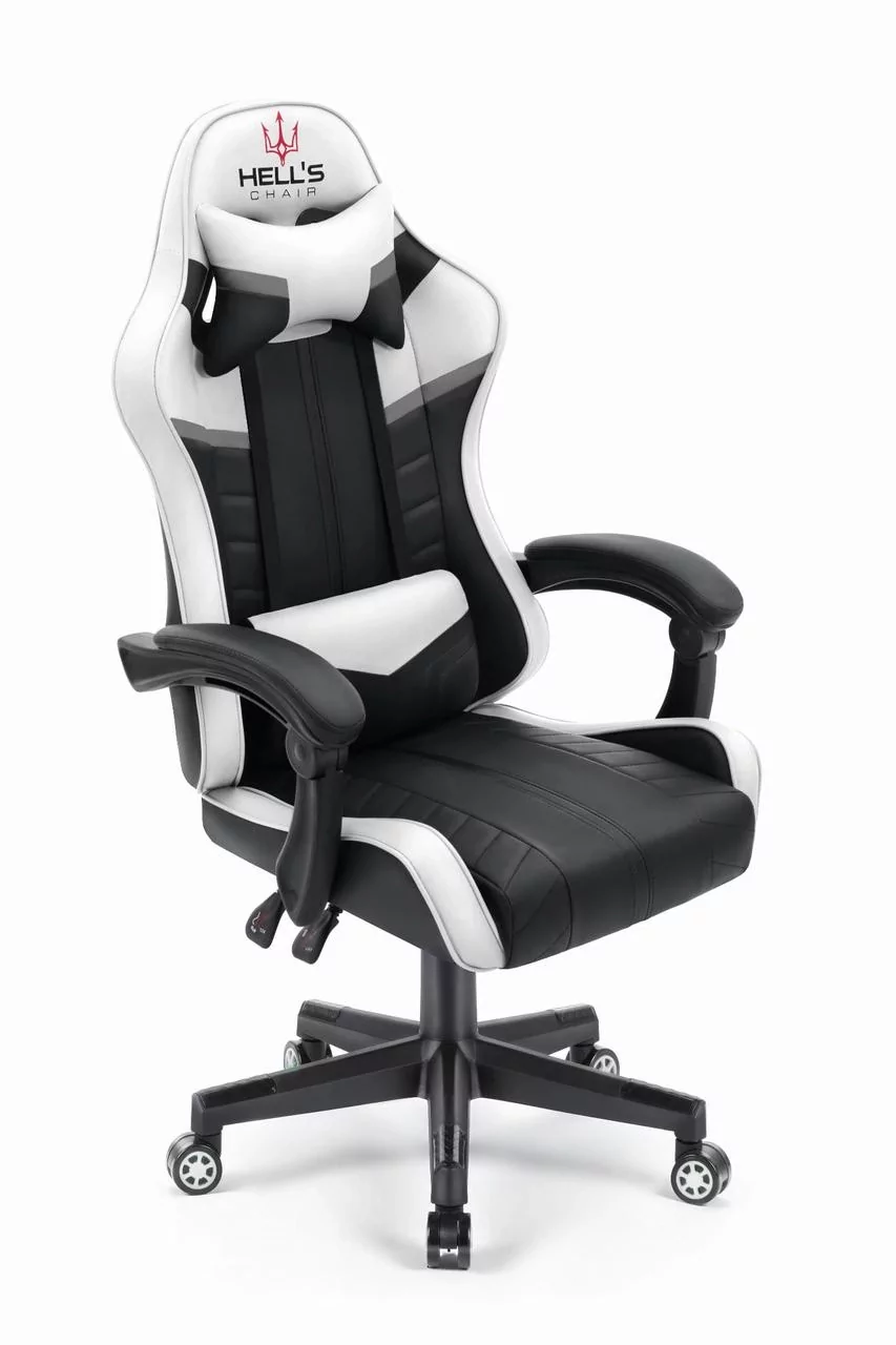 Геймерське крісло екошкіра Hell's Chair HC- 1004 White-Black