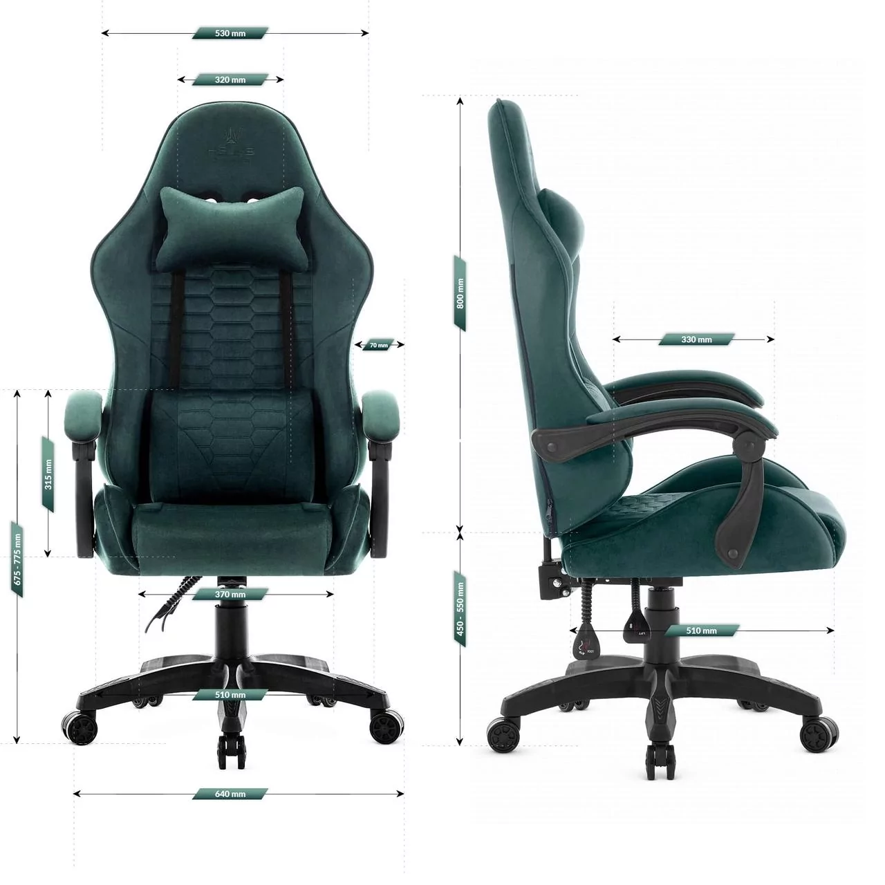 Геймерське крісло тканинне Hell's Chair HC-1000 Green - Зображення 8