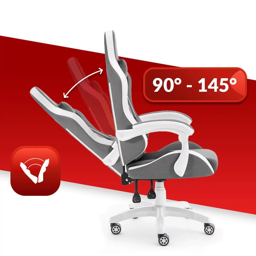 Геймерське крісло Hell's Chair HC-1012 Grey White тканина - Зображення 6