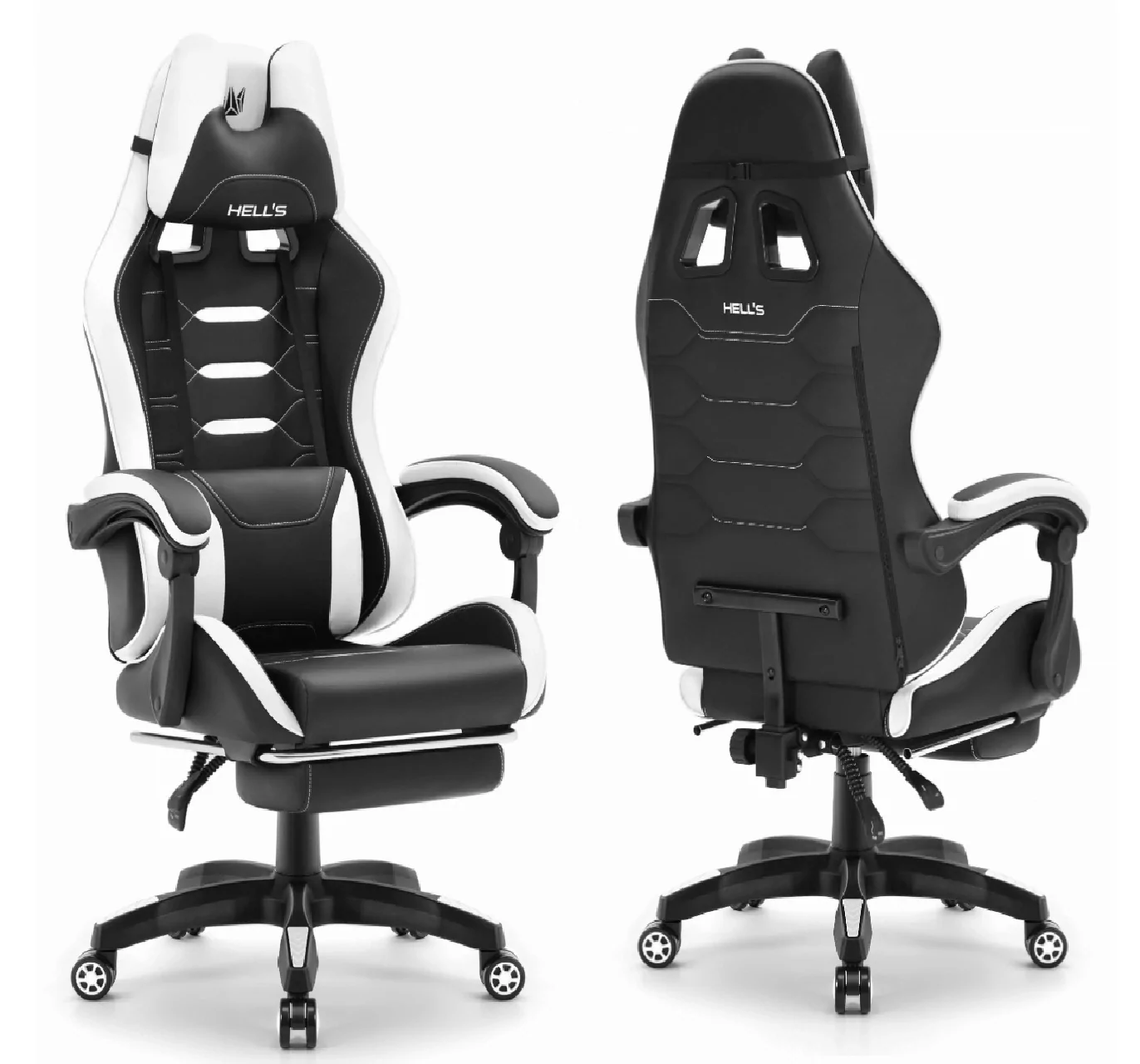 Геймерське крісло Hell's Chair HC-1039 2.0 White (чорно-біле) екошкіра - Зображення 3