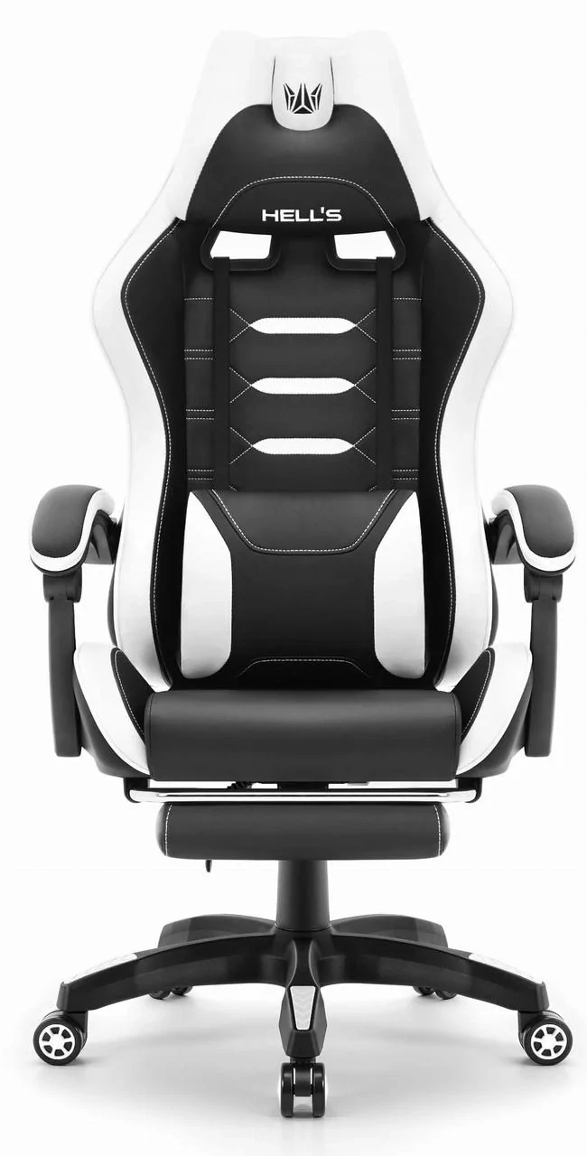 Геймерське крісло Hell's Chair HC-1039 2.0 White (чорно-біле) екошкіра - Зображення 2