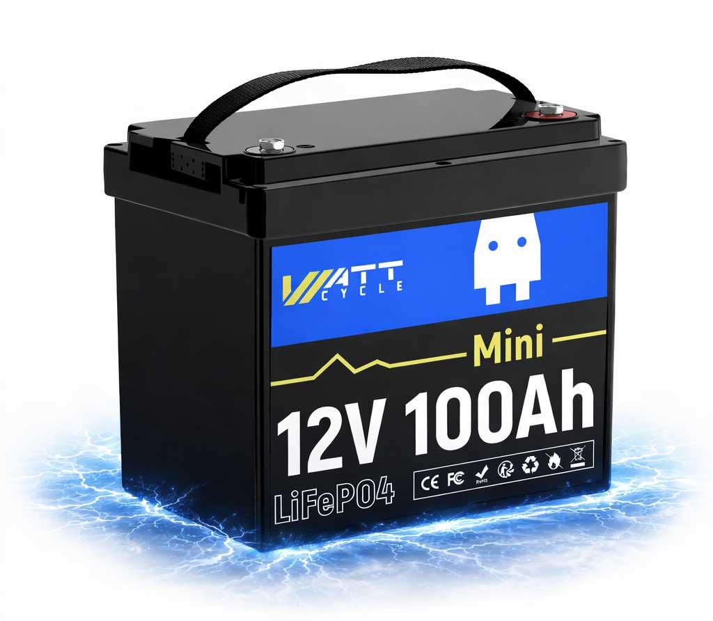 LiFePO4 акумулятор WattCycle MINI 12V 100Ah BT IP65 батарея з BMS 100A