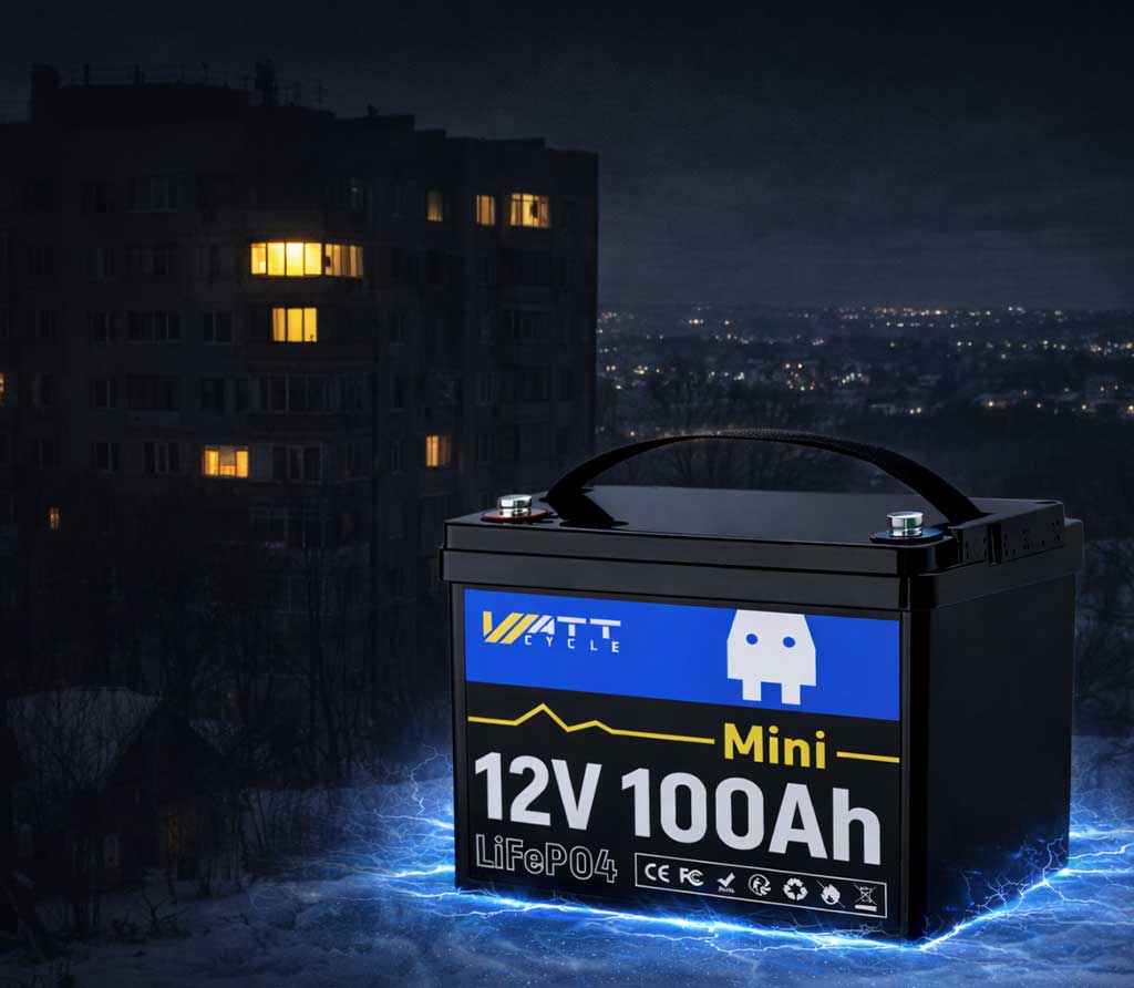 LiFePO4 акумулятор WattCycle MINI 12V 100Ah BT IP65 батарея з BMS 100A - Зображення 3