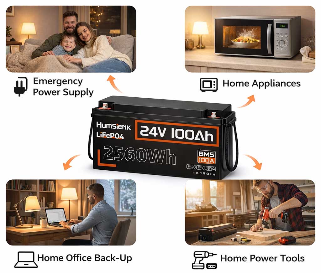 Акумулятор Humsienk LiFePO4 24V 100Ah з BMS HS24V100AH100 - Зображення 5