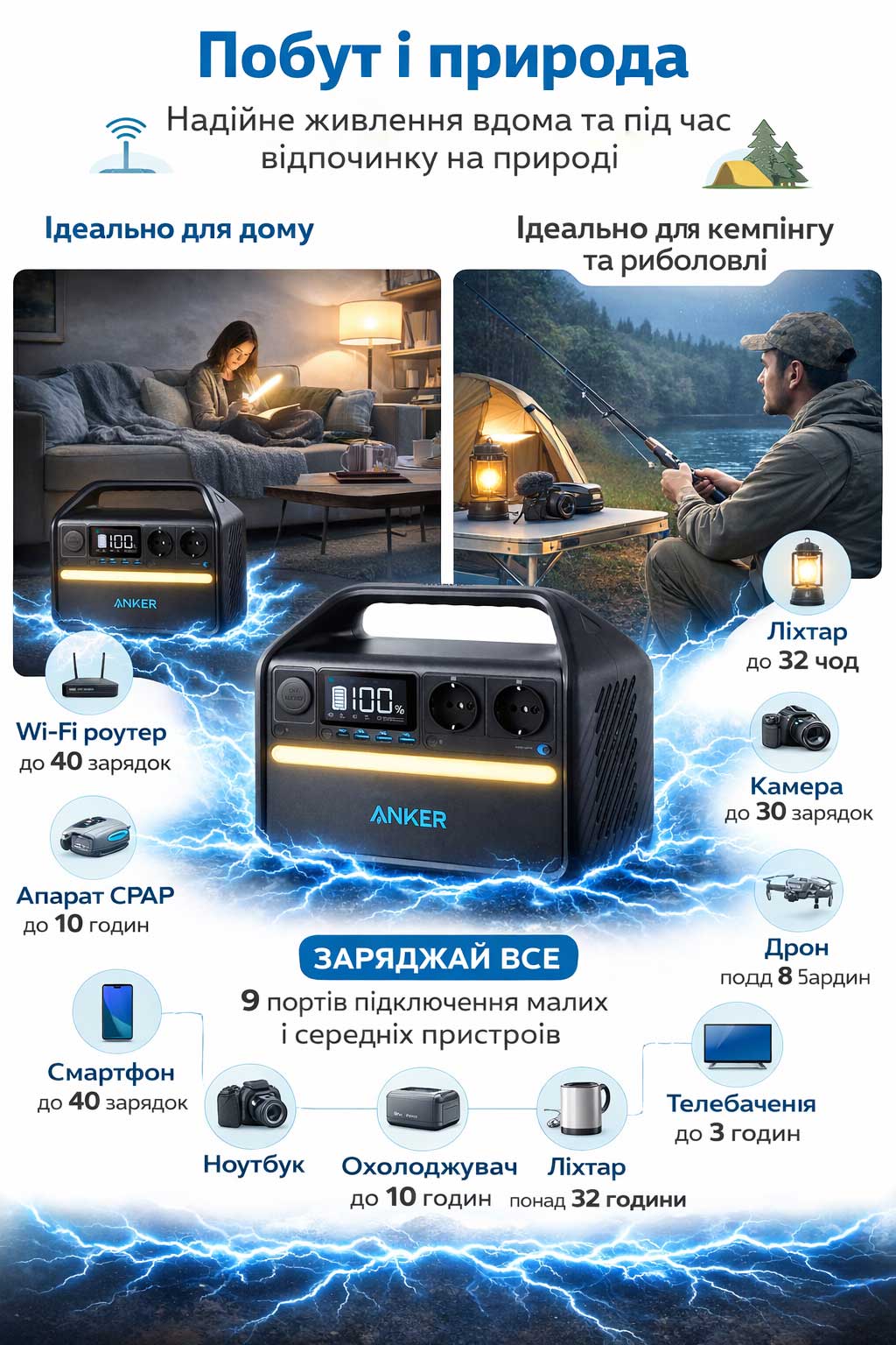 Anker 535 PowerHouse зарядна станція LiFePO4З 512Wh 500W EU A1750311 - Зображення 2
