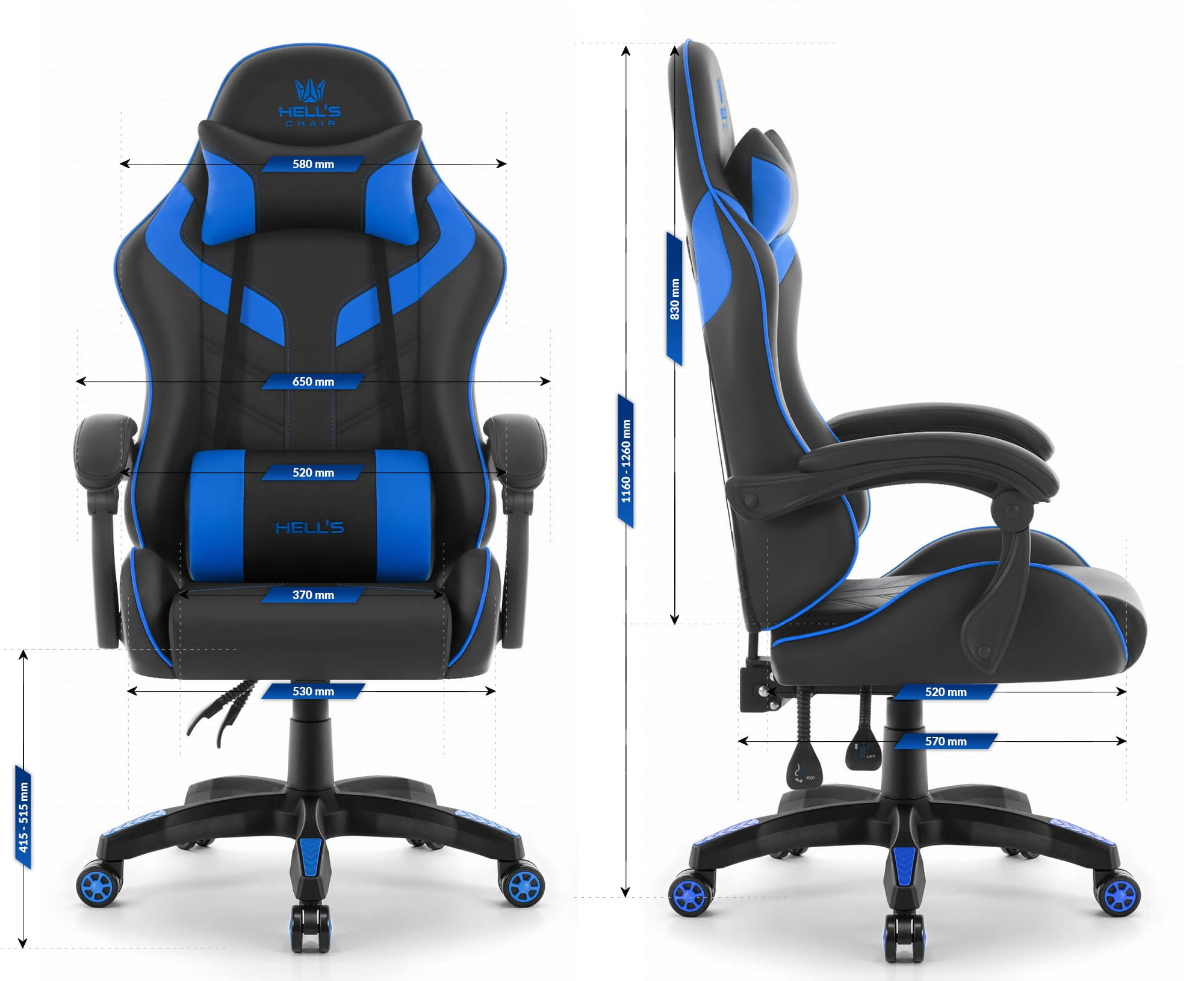 Геймерське крісло Hell's Chair HC-1007 Blue Black - Зображення 9